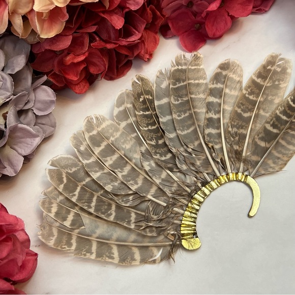 Bohemian Tribal Feather Gold Ear Cuff Earring - Picture 12 of 15